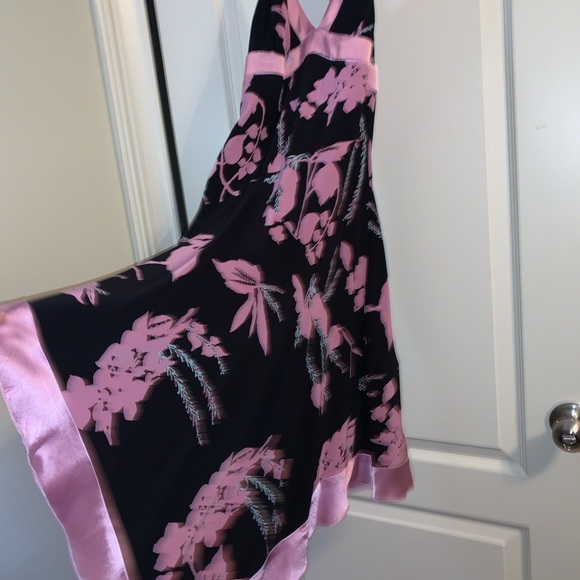 Bebe Asymmetrical Black Floral Dress M - Picture 4 of 14